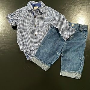 3-6 mo Plaid Shirt and Jeans